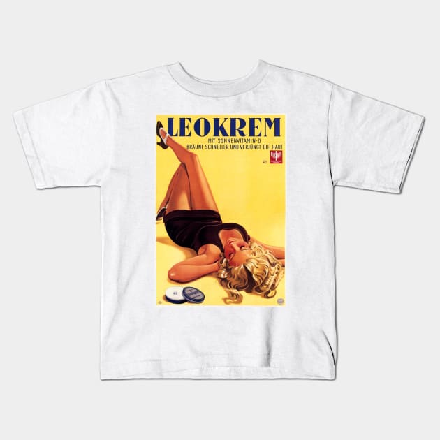 LEOKREM German Skincare Cream Lotion Sexy Legs Retro Advertising Kids T-Shirt by vintageposters